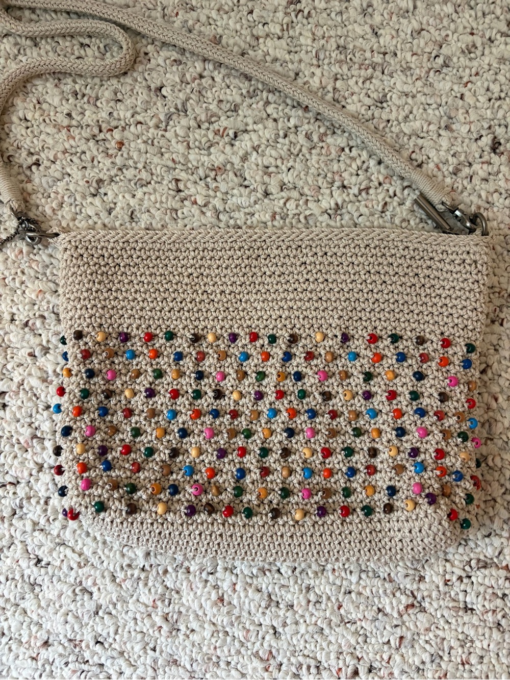 The Sak Crochet Crossbody Bag with Multicolor Bead Detail NWOT